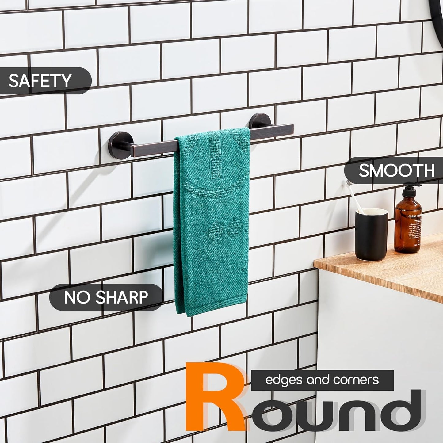 12 Inch Bathroom Towel Bar Bath Towel Rack Kitchen Towel Holder Towel Ring Wall Mounted SUS304 Stainless Steel 2 Pack Oil Rubbed Bronze AN4001ORB-L12-P2