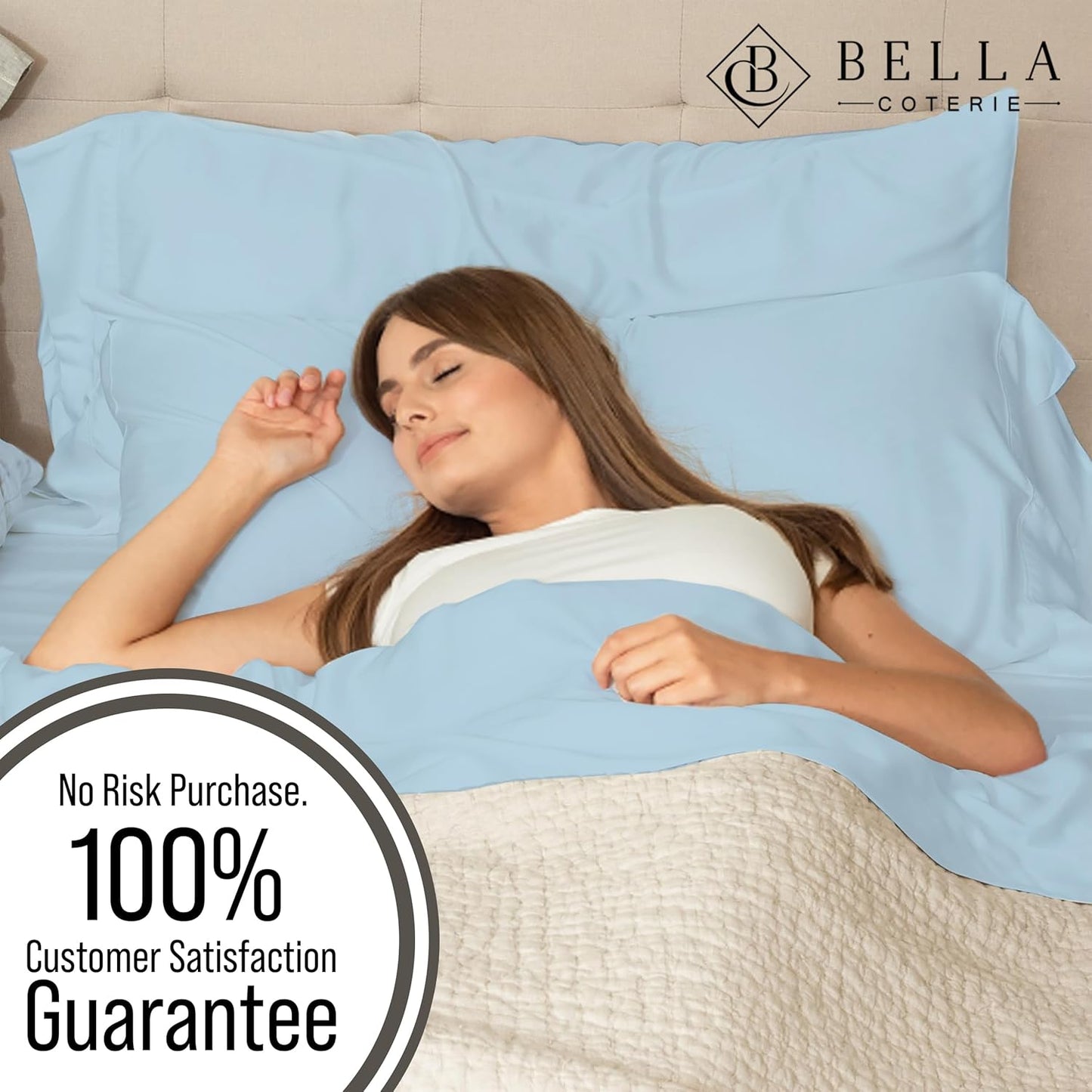 Bella Coterie Luxury Bamboo Viscose Cal King Size Sheet Set | 100% Organically Grown | Ultra Soft | Cooling for Hot Sleepers | 18" Deep Pocket [Coastal Blue]