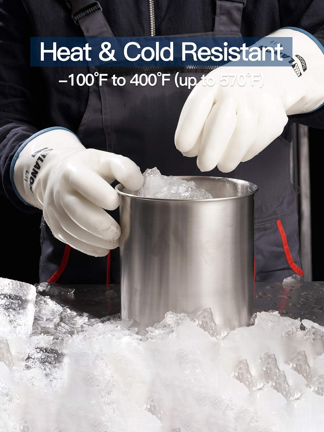 LANON Protection Wahoo Liquid Silicone Smoker Oven Gloves, Food-Contact Grade, Heat Resistant Gloves for Cooking, Grilling, Baking, White, M/8