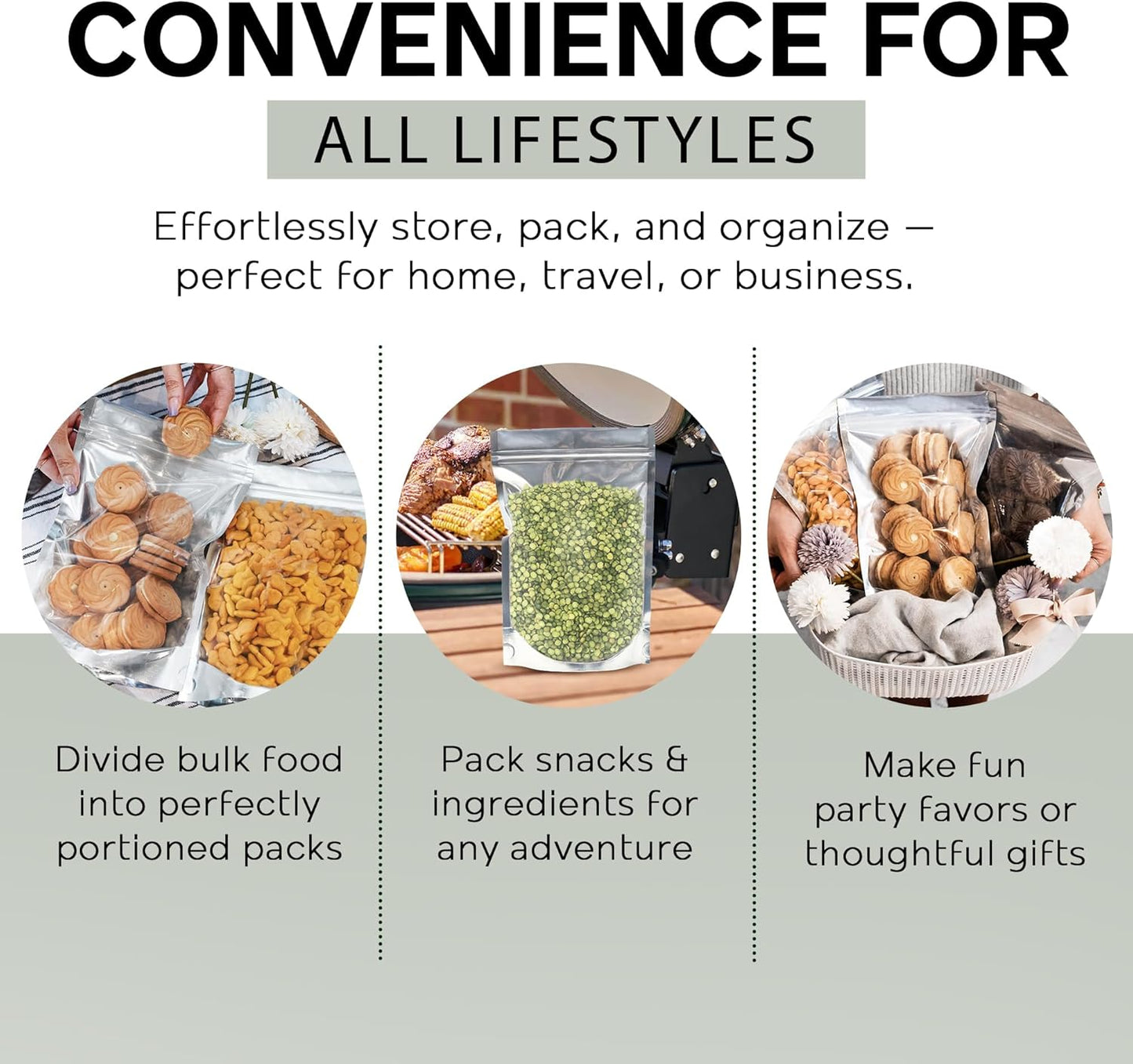 150 Resealable Food Storage Bags, 6x9-inch Heat Sealable Air Tight Bags, Stand Up Zip Bags, Waterproof Packaging Barrier