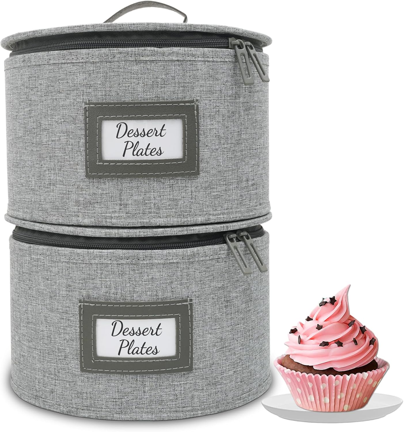 HOMELUX THEORY Dessert Plate Storage Box, 2pc Light Gray Hard Shell China Storage Containers With 24 Felt Pads, Kitchen Storage Bins With Lids, Heavy Duty Moving Box for Dishes & Dinner Plate