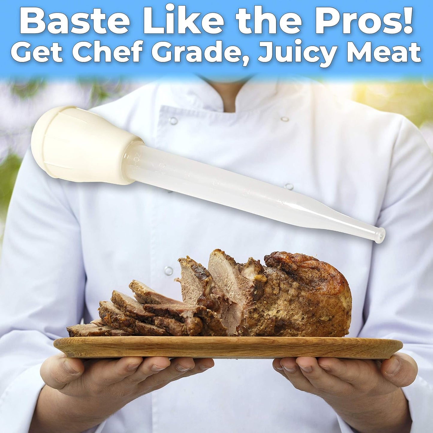 BPA Free, Pro Grade Turkey Baster 1 Pack. Extra Large 11 Inch Bulb Basters with Measuring Lines Perfect for Cooking Juicy, Tender Meat. Best Plastic Suction Basting Syringe, Kitchen Tools and Supplies