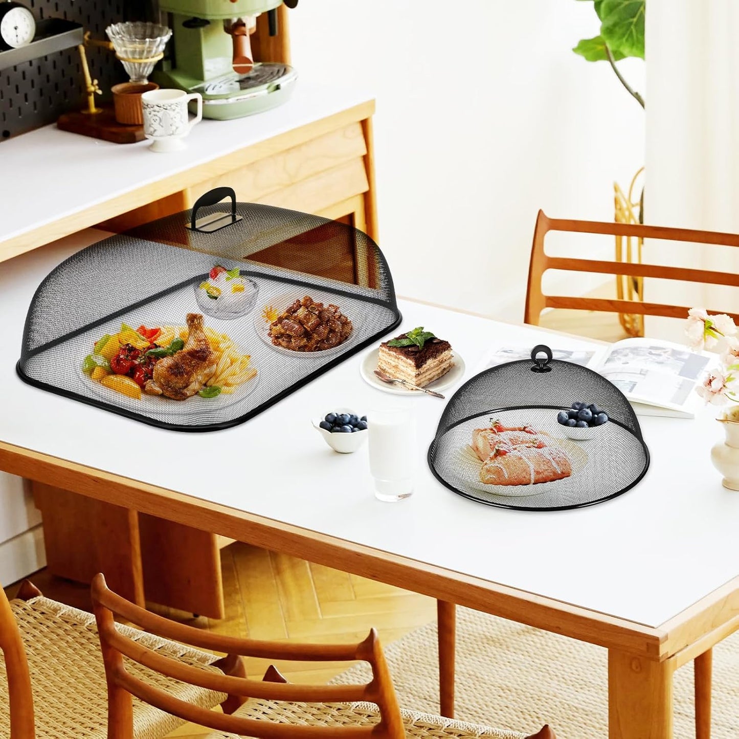 8 Pcs Metal Mesh Screen Food Cover for Outdoors Set Including 2 Pcs Extra Large 18.5 in Mesh Food Tents for Outdoor 6 Pcs 11 in Large Dome Picnic Food Covers Mesh Food Covers