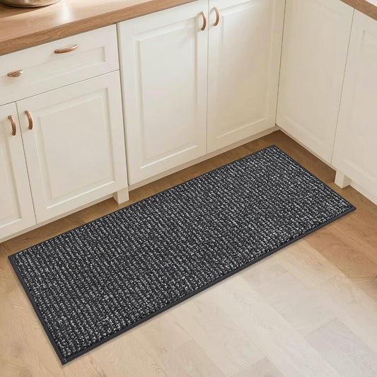 BEQHAUSE Kitchen Runner Rugs 20"x48", Non-Slip Kitchen Mats for Floor, Super Absorbent and Stain Resistant Kitchen Rug, Machine Washable Rugs for Kitchen, Hallway, Laundry & Sink, Charcoal