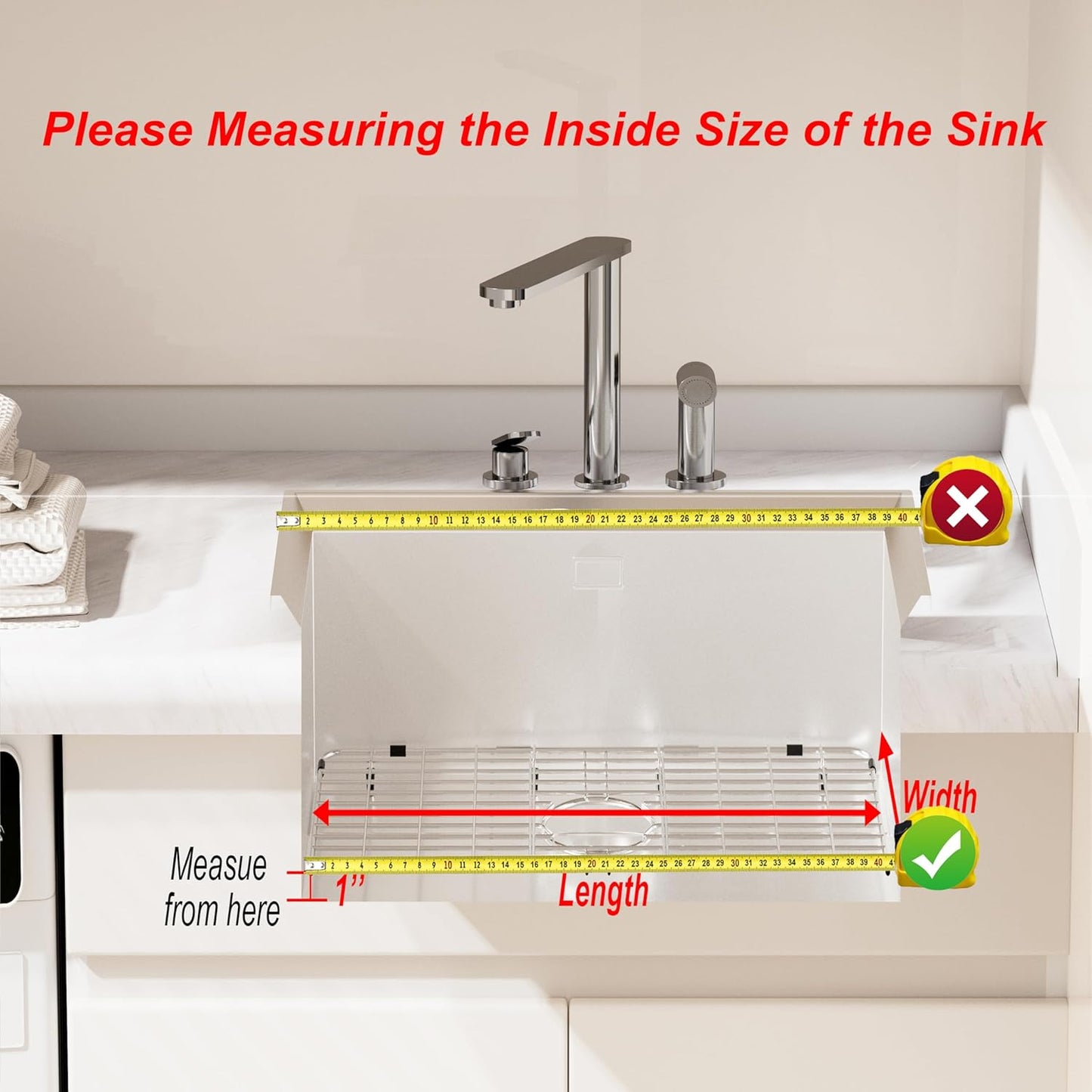 iPEGTOP Sink Bottom Grid, Stainless Steel Sink Protector 27-1/2" x 13-1/2" Rear Drain Hole with Corner Radius, Sink Grate Rack for Bottom of Kitchen Sink Single Bowl with Hole Cover
