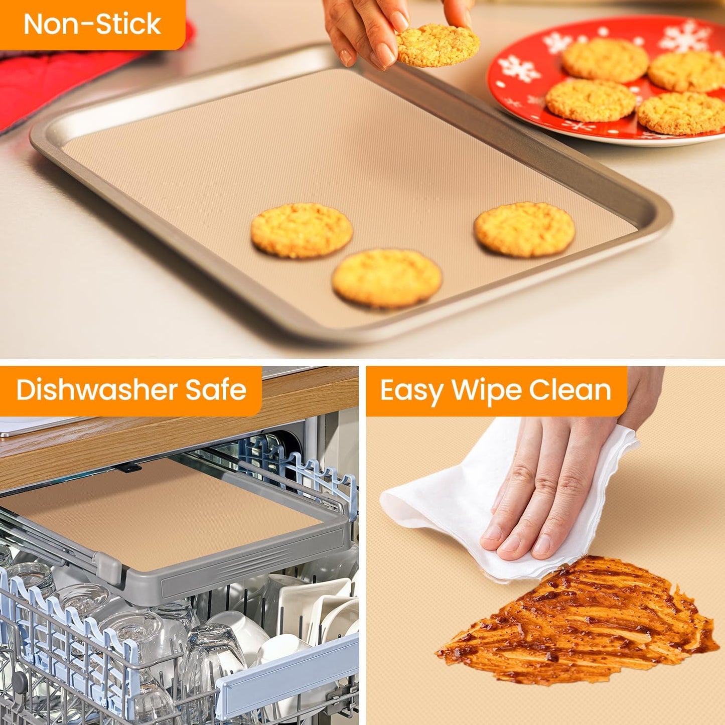 Silicone Baking Mat Roll-Non-slip Silicone Kitchen Counter Mat, Countertop Protector, Silicone Pastry Mat, Non-Stick Reusable Air Fryer Linner, Pan Liner, Oven Liner, Freeze Dryer Mat