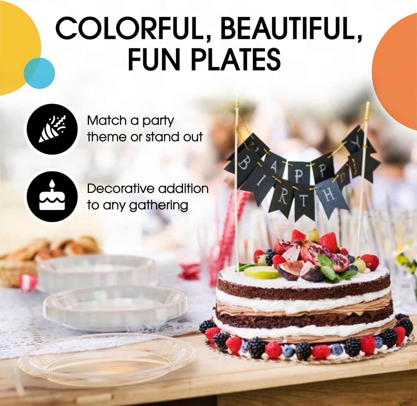 Exquisite Party Solids Clear Plastic Plates For Party 7" Clear Disposable Plates Heavy Duty Supplies 100 Pcs Plastic Dinnerware Sets Heavy Duty 350 GSM Disposable Dinnerware Set