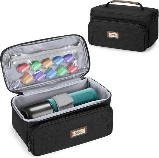 CURMIO Carrying Case Compatible with OutIn Nano Portable Electric Espresso Machine, Camping Coffee Maker Travel Bag with Pockets for Capsules and Accessories, Black