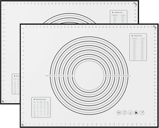 BlueBark 2 PCS - 24"L x 20"W Non-stick Silicone Baking Mat for Pastry & Dough, Sourdough Bread Making Tools, Kitchen Counter, Cooking Enthusiasts