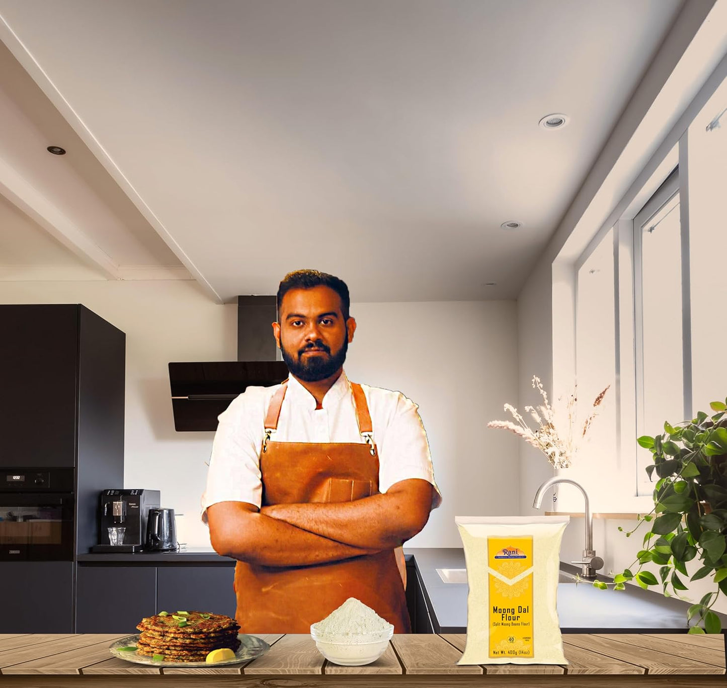 Rani Moong Flour (Mung Bean Flour, Green Gram Flour) 14oz (400g) ~ All Natural | Vegan | Gluten Friendly | NON-GMO | Kosher | Indian Origin