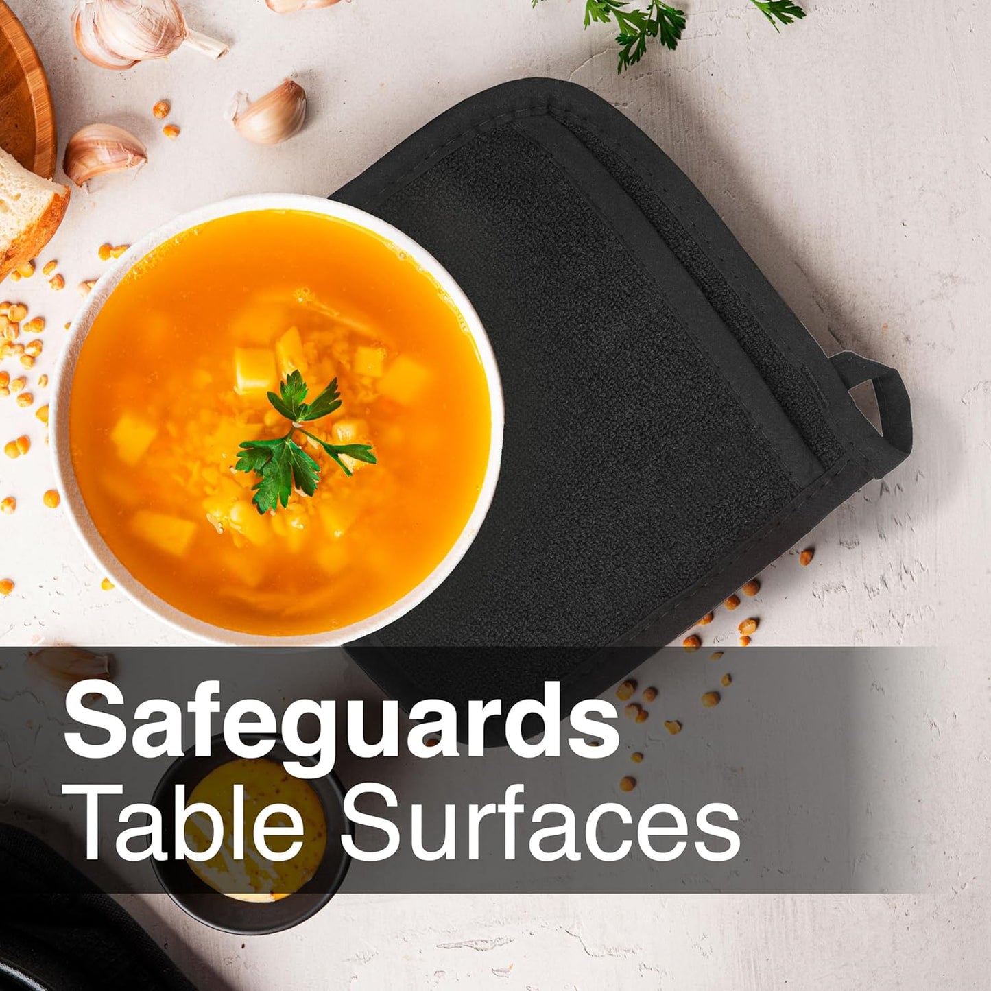 RITZ Terry Pocket Mitt & Hot Pad: Unparalleled Heat Resistant, Durable 100% Cotton – Ergonomically Designed for Optimal Grip – Easy-Care Machine Washable – 2-Pack, Black