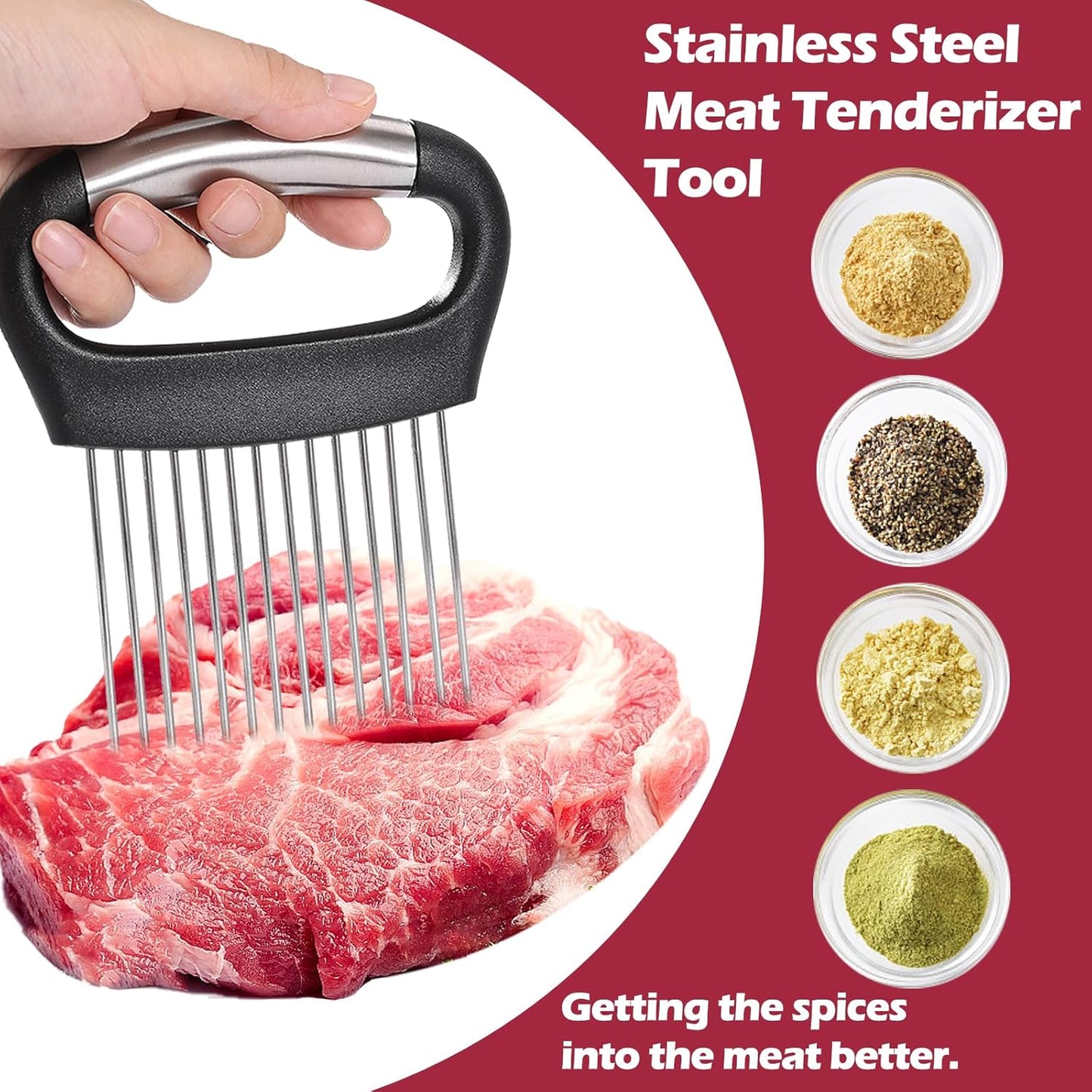 JAYVAR Large Onion Holder for Slicing, 2Pieces Large Onion Cutter Veggie Chopper, Stainless Steel Tomato Slicer Blooming Onions Potato Slicer, Practical Meat Tenderizer, Egg Slicers Kitchen Gadgets