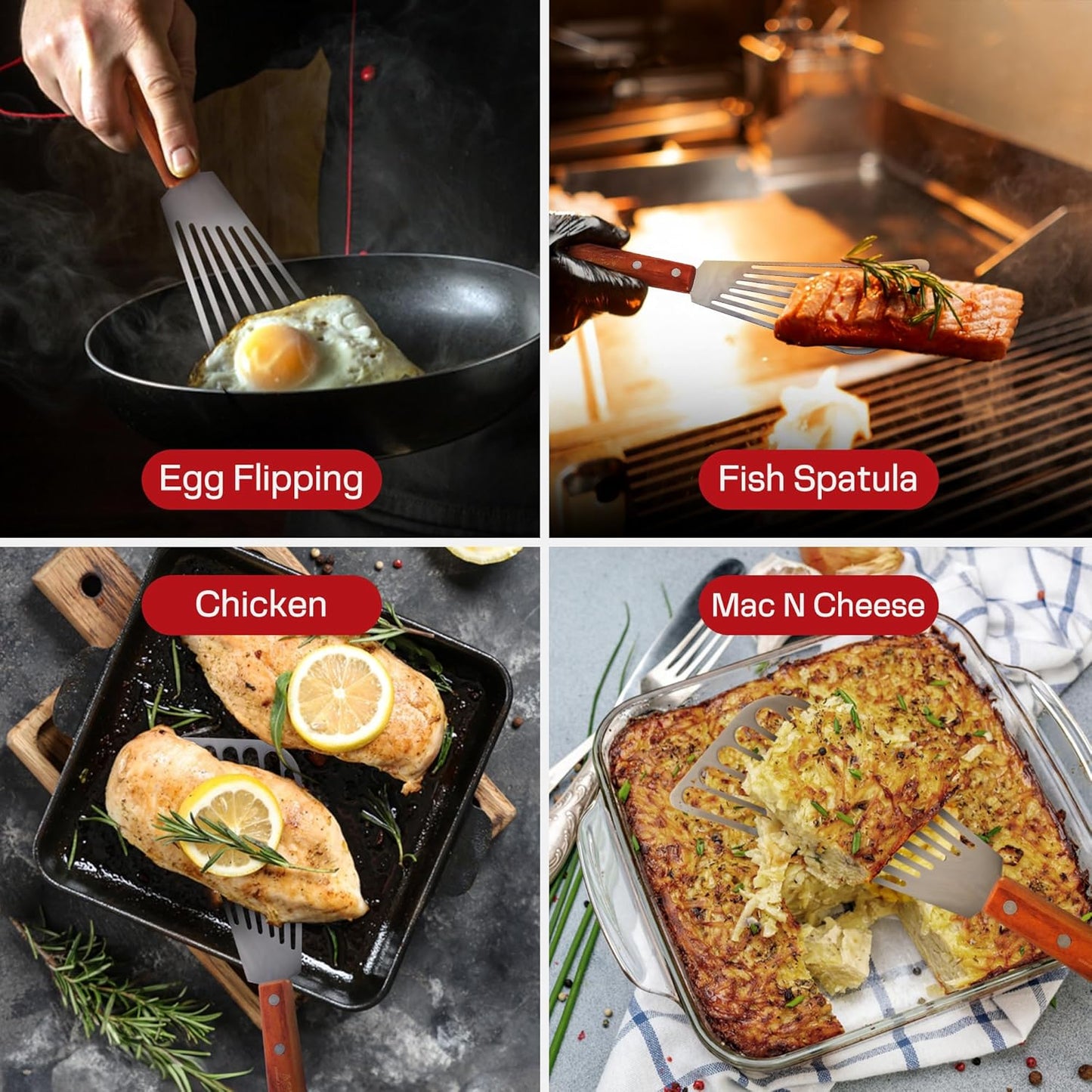 1 Slotted Elegant Silver Fish Turner Spatula - Metal Fish Spatula with 6.5 inch Blade & Ergonomic Wooden Handle - Ideal for Home and Professional Chefs