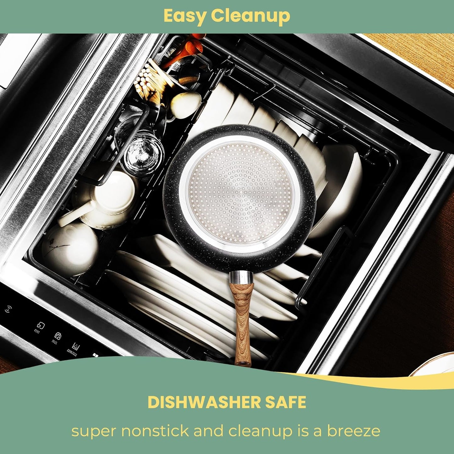 Fry Pan Nonstick 3 Piece Stretched Aluminium Cookware 8", 9.5", 11" Skillets Fry Pans with Induction Bottom