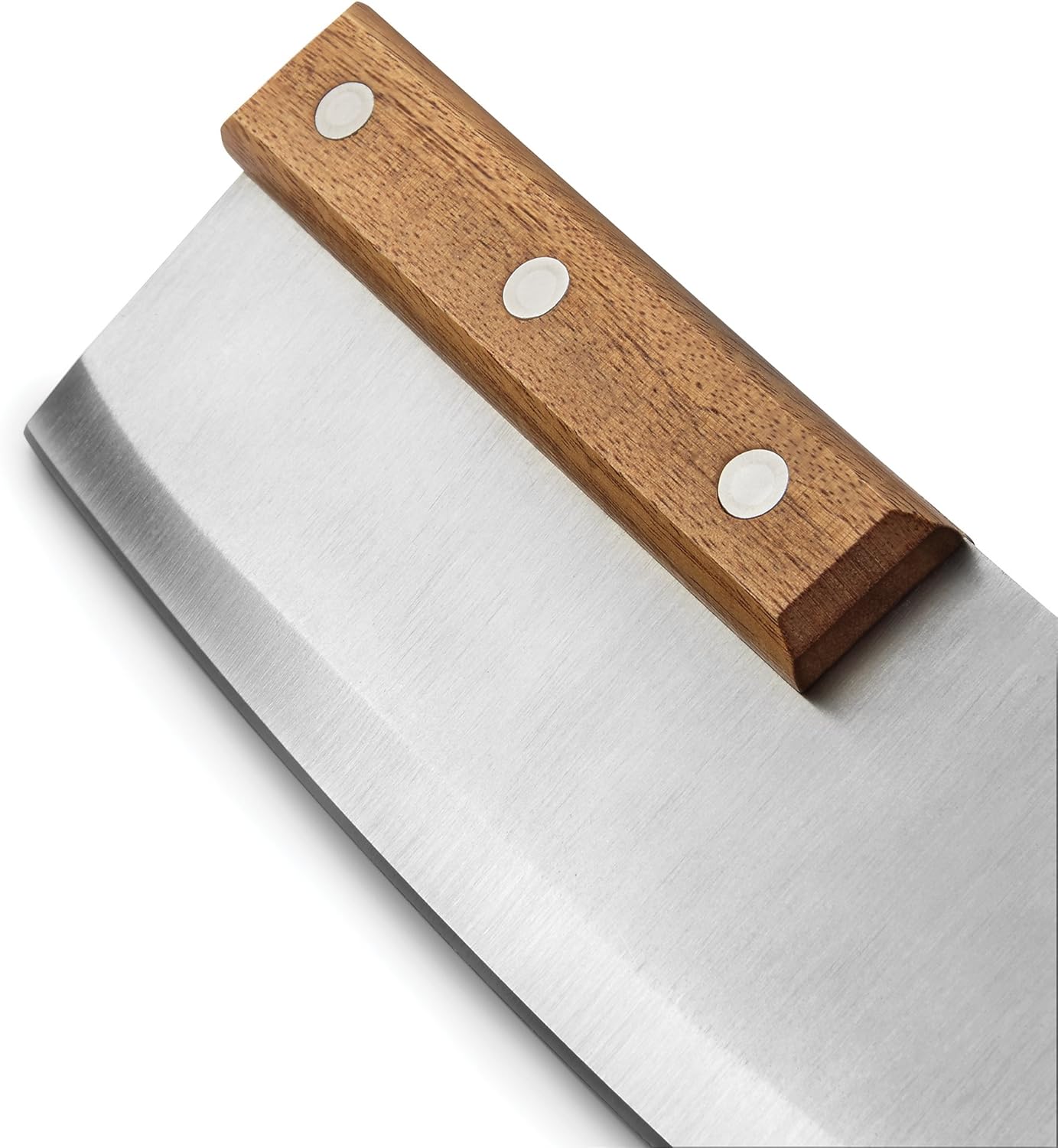 Outset Acacia Wood Handled Extra-Large Pizza Rocker with Protective Case, 13-Inch Blade, Stainless Steel