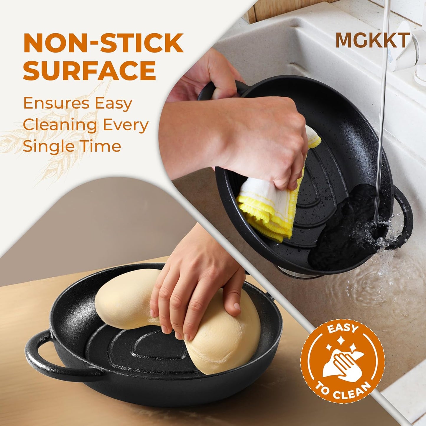 MGKKT Enamelled Cast Iron Dutch Oven with Cloche Lid, 5QT Round Bread Pot for Sourdough Bread Baking, Baking Enthusiast Gift, Cast Iron Bread Oven, Black