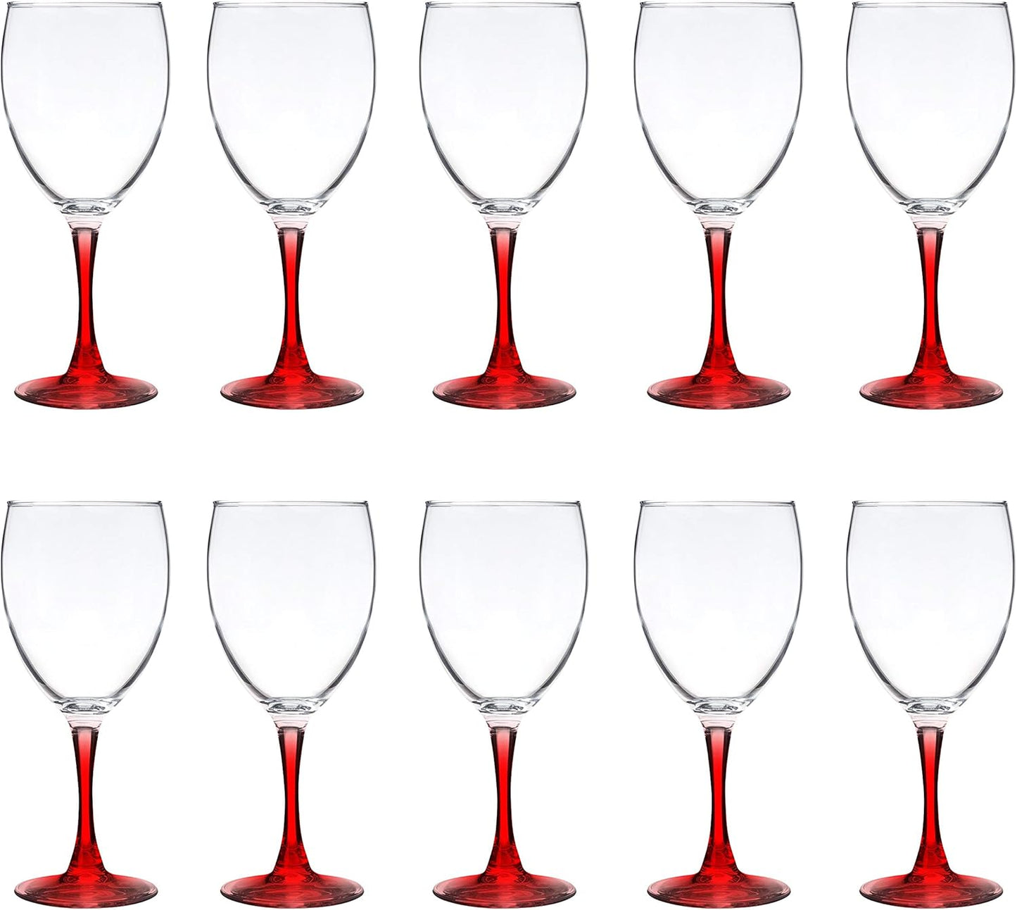 DISCOUNT PROMOS Nuance Wine Glasses by ARC 10.5 oz. Set of 10, Bulk Pack - Restaurant Glassware, Perfect for Red Wine, White Wine, Cocktails - Red