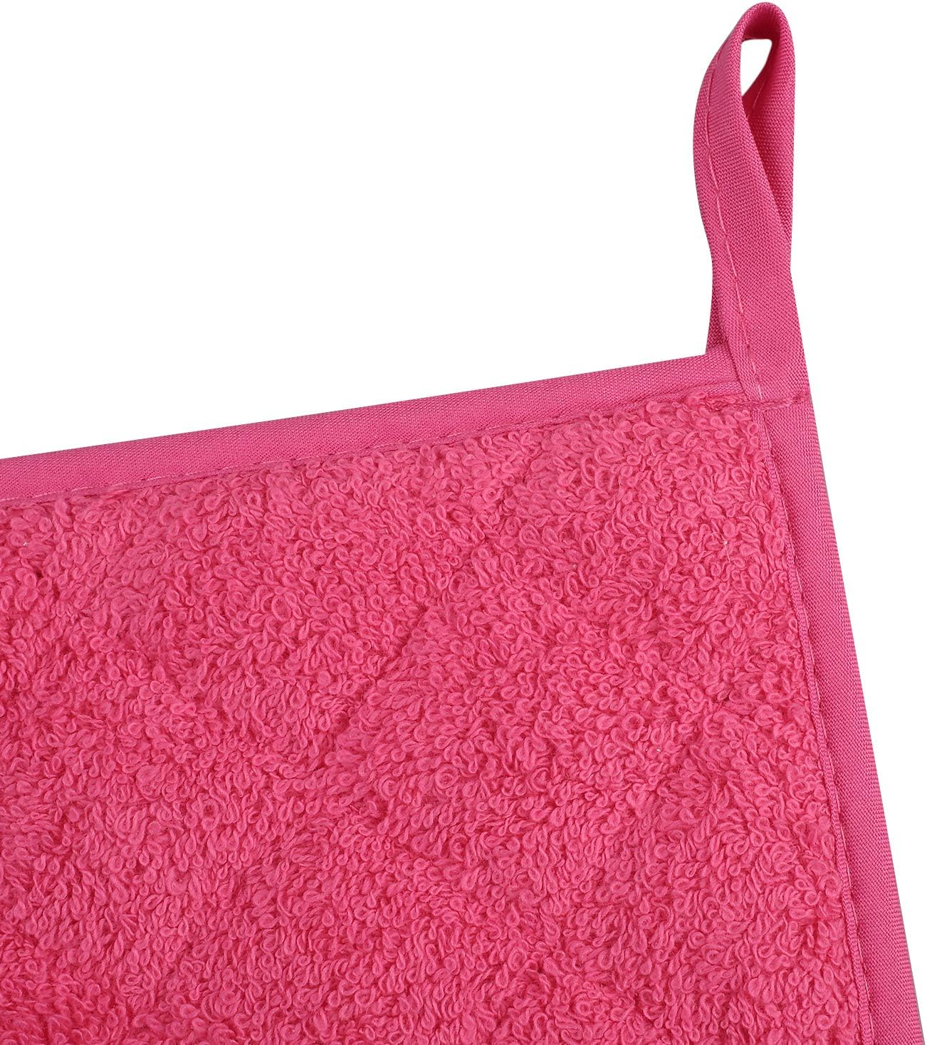 100% Cotton Kitchen Everyday Basic Terry Pot Holder Heat Resistant Coaster Potholder for Cooking and Baking Set of 5 (Dark Pink, Potholder)