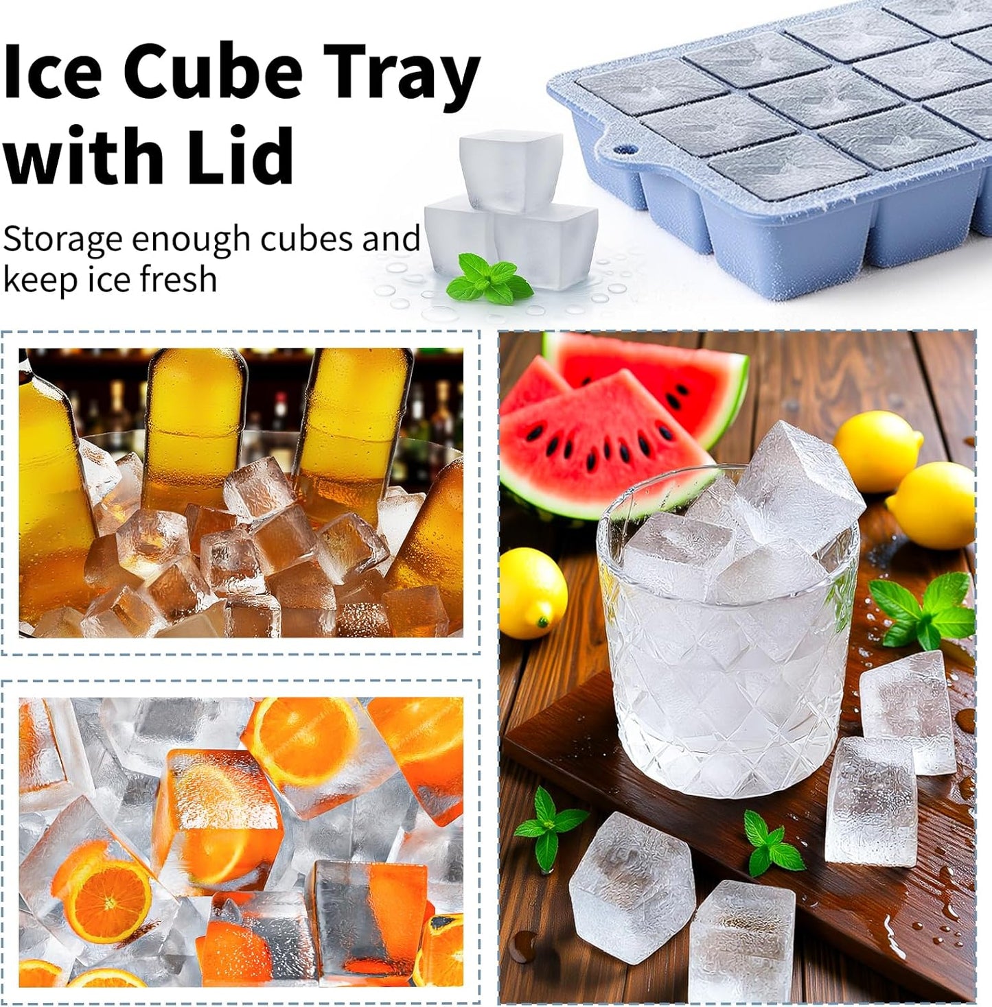 Silicone Ice Cube Tray 3 Pack, HANCELANT Ice Cube Mold, Ice Trays for Freezer with Lid for Whiskey, Baby Food, BPA Free, Easy Release