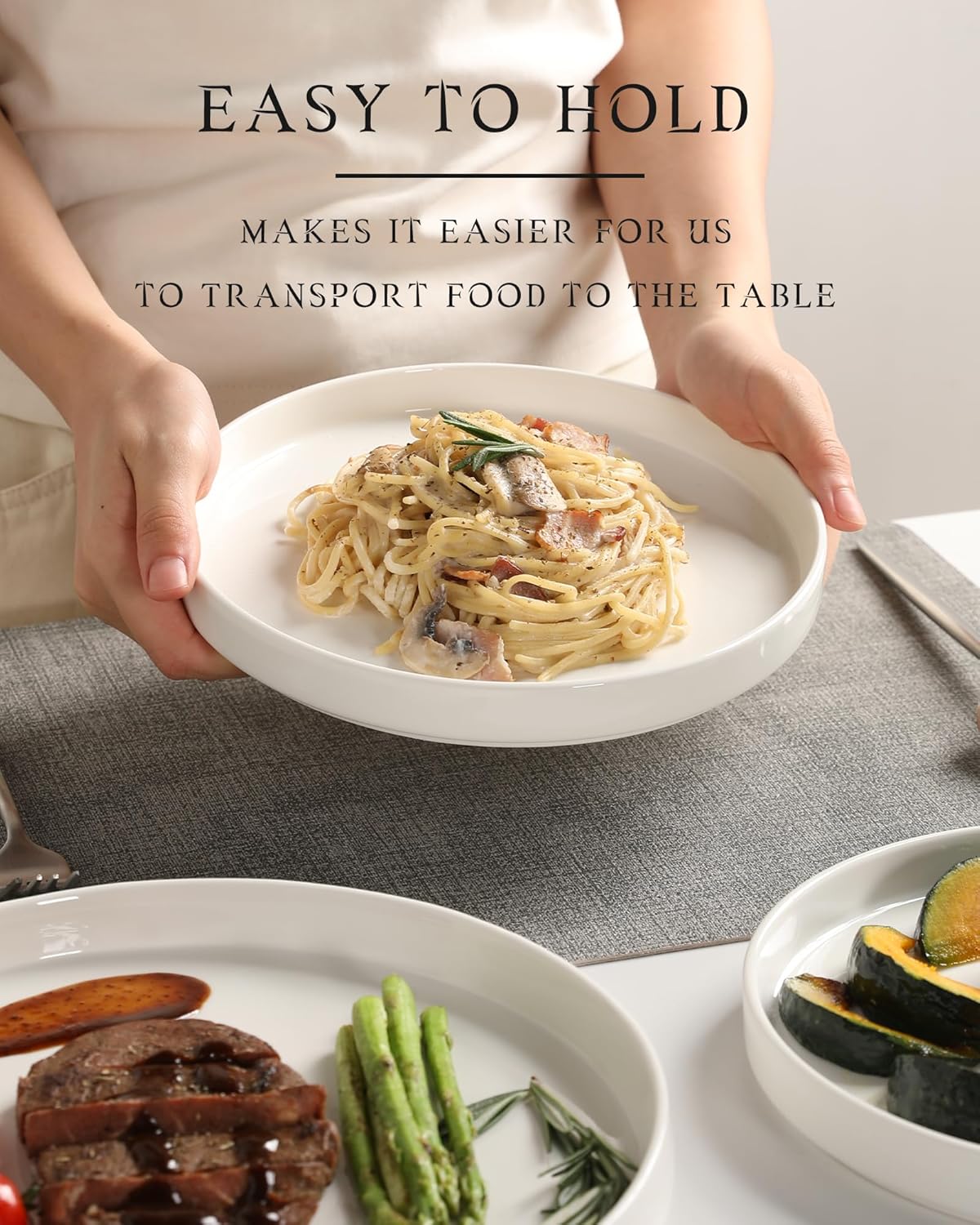 Sweejar Porcelain Dinnerware Sets for 6, 18 Pieces Ceramic Plates and Bowls Set, Classic Modern Simple Kitchen Dinner Dining Ware Set, Dishwasher and Microwave Safe Dishes Sets(Pure White)