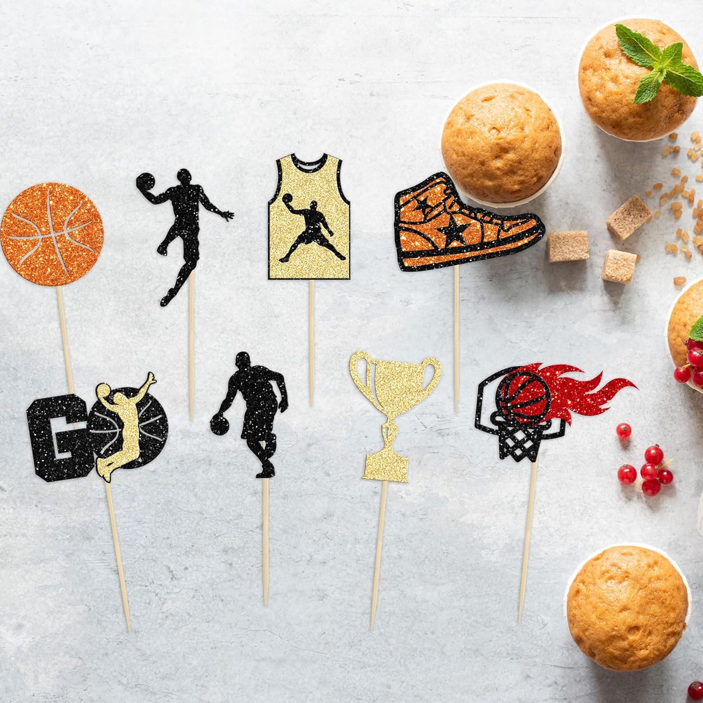 24 Pack Basketball Cupcake Toppers Basketball Player Apparel Cupcake Picks Baby Shower Players Sports Theme Birthday Party Cake Decorations Supplies