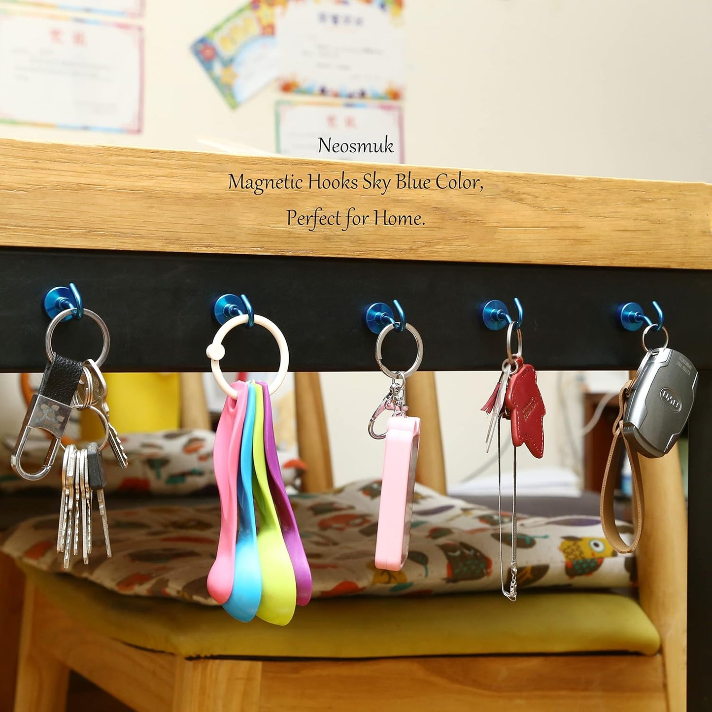 Neosmuk Magnetic Hooks, Cruise Ship Essentials, 30lb+ Heavy Duty Magnetic Hooks for Cruise Cabins, Refrigerator, Grill, Hanging, and Travel | Extra Strong Must-Haves Magnet Hook(RoyalBlue,Pack of 12)