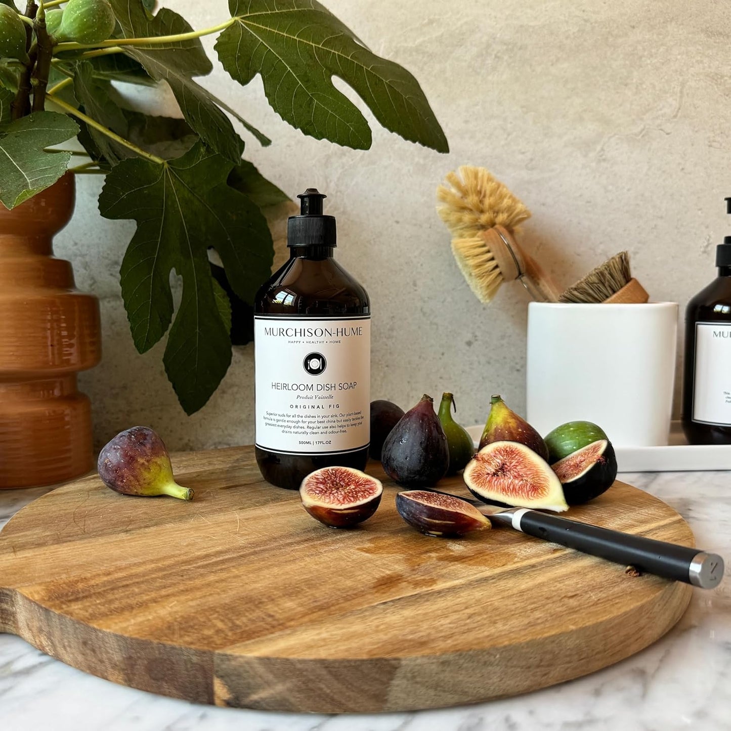 Murchison-Hume Dishwashing Soap, 17 fl oz - Original Fig Mild Dish Soap, Non-Toxic, Cuts Grease, Gentle on Hands, Biodegradable, Sulfate-Free, Sustainable, Counter Worthy Design