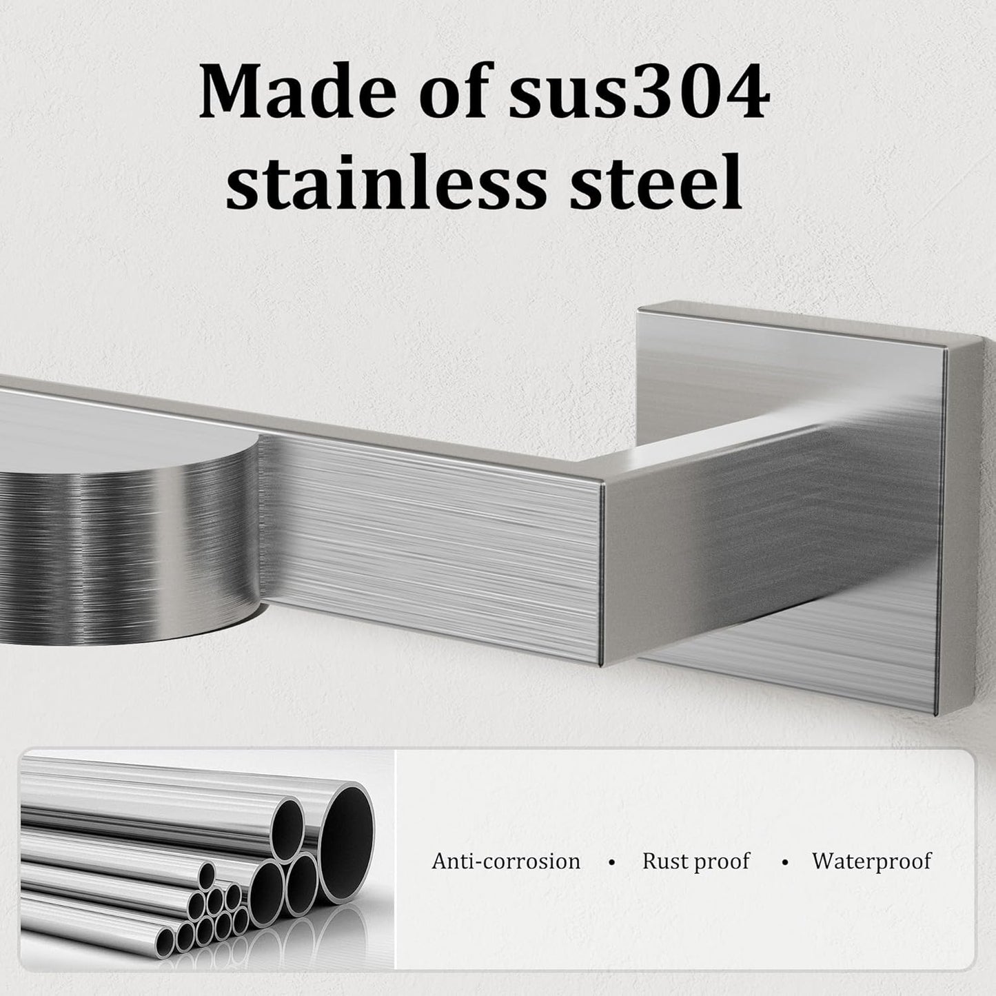 Alise Brushed Nickel Towel Bars,15.75 Inch Towel Holder Towel Racks for Bathroom and Lavatory,SUS304 Stainless Steel Hand Towel Hanger Rail Wall Mount,Useable Length 13.98 Inch Towel Bar, GYT040-LS