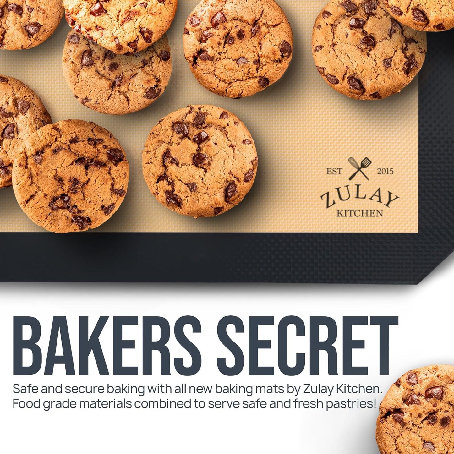 Zulay Kitchen Silicone Baking Mat 2-Pack (16.5"x11.6") – Reusable Nonstick Silicone Baking Sheets for Oven, Pastry, Cookies & More – Easy to Clean, Heat Resistant (Black)