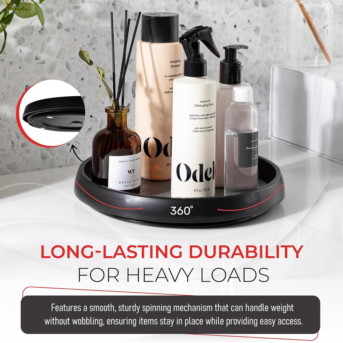 Oizeir 10 Inch Lazy Susan (Set of 4) - Non-Skid Turntable for Cabinet to Maximize Storage and Simplify Accessibility in Kitchen, Bathroom, and Pantry Spaces (Black)