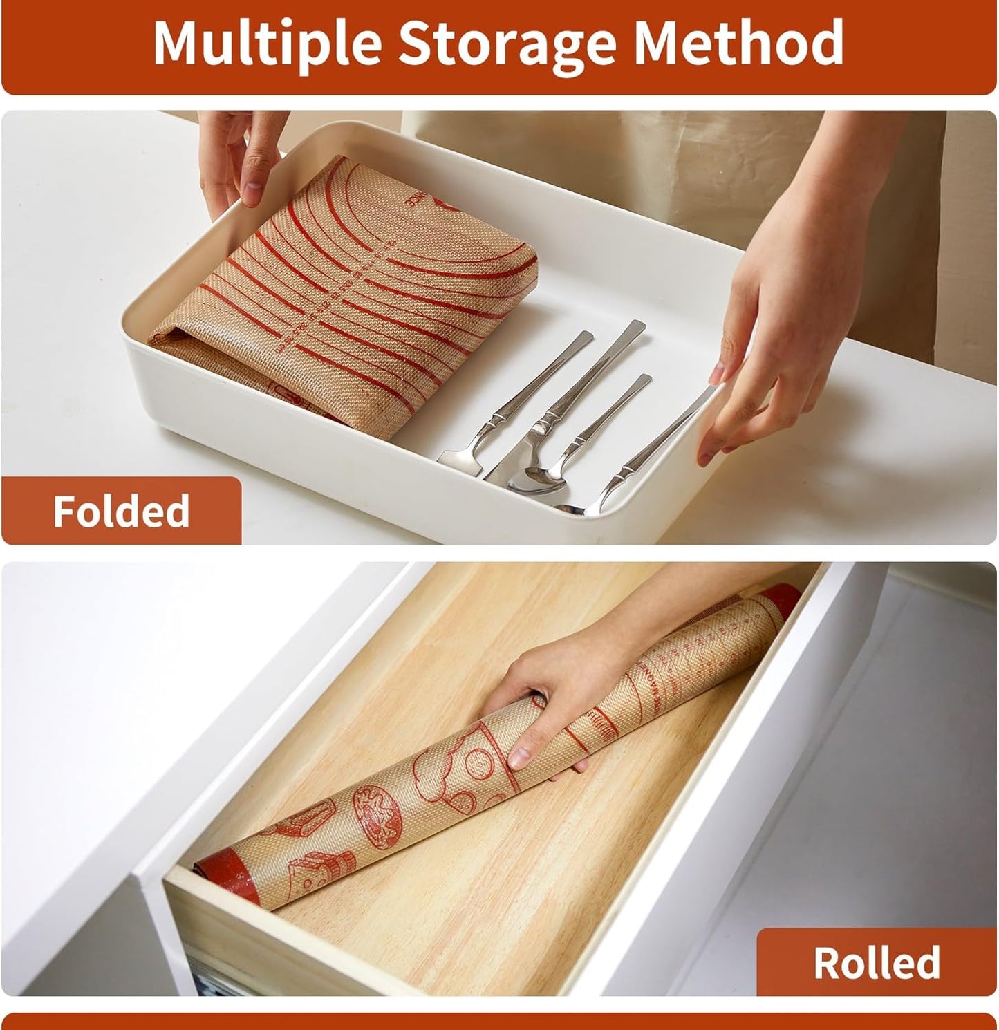 Silicone Baking Pastry Dough Mat - 26x16Inch Extra Large Cookie Bread Rolling Mats Sheet, Nonstick Kitchen Counter Kneading Board, Thick Reusable Pie Cookies Pizza Fondant Making Matt with Measurement