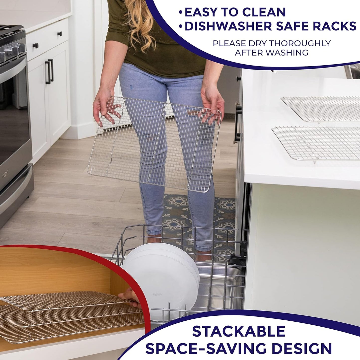 KITCHENATICS Jelly Roll Cooling Rack for Baking, Heavy-Duty Stainless Steel Baking Rack, Oven Safe Rack for Cooking, Food-Safe Bacon Rack, Cookie Cooling Rack Fits Jelly Roll Sheet Pan 10" x15" IN