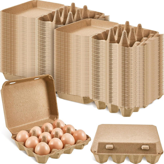 Rtteri 100 Pieces Paper Pulp Egg Cartons 3x4 Style Vintage Blank Egg Cartons for Fresh Duck Quail Storage Kitchen Family Farmhouse