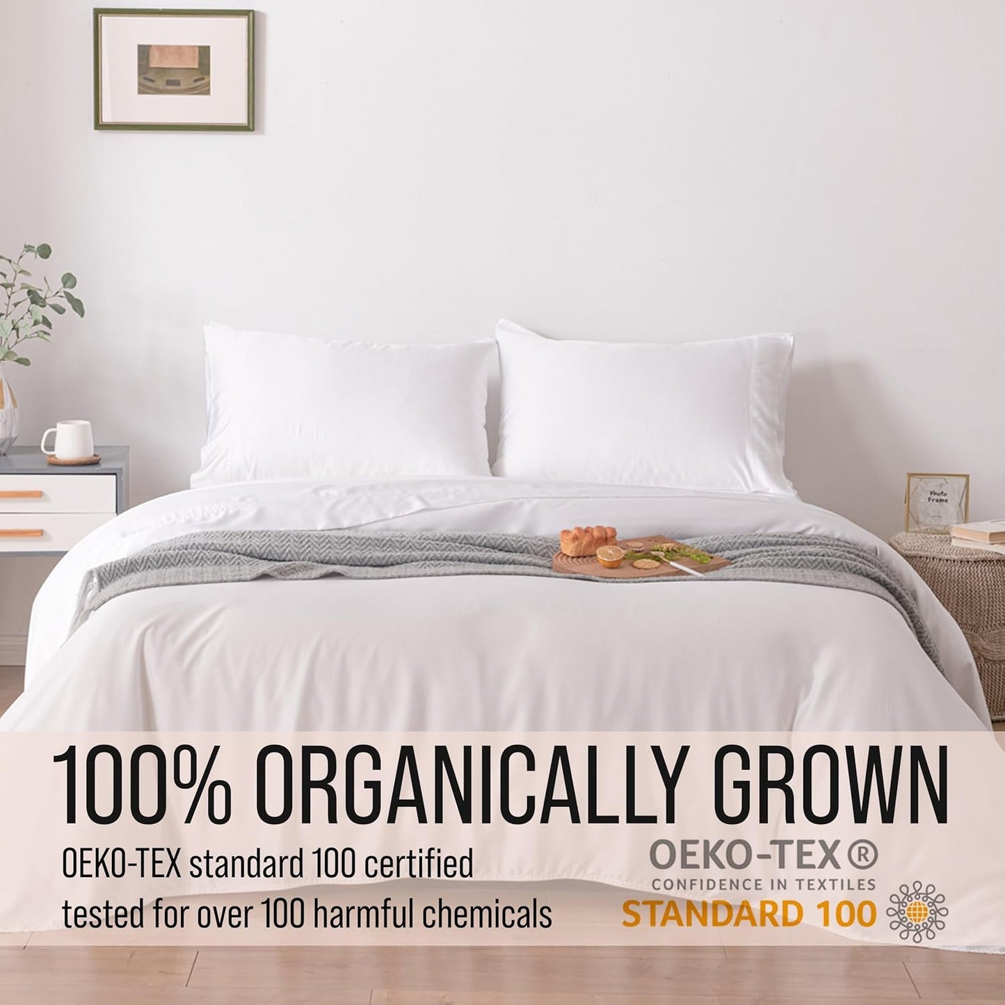 Bella Coterie Luxury Bamboo Viscose Cal King Size Sheet Set | 100% Organically Grown | Ultra Soft | Cooling for Hot Sleepers | 18" Deep Pocket [White]