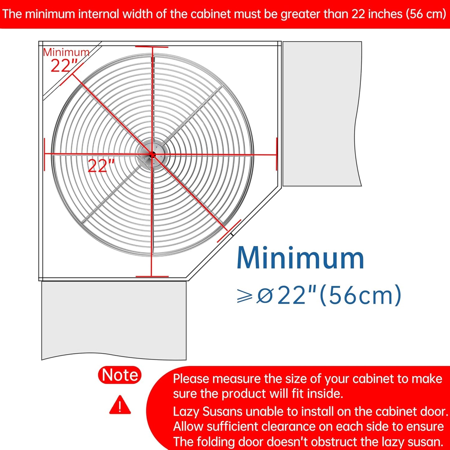 20" Lazy Susan Turntable for Cabinet - Corner Cabinet Organizer for Kitchen, Full Circle Corner Cabinet Lazy Susan Replacement Shelves Rotating Rack for Corner Base