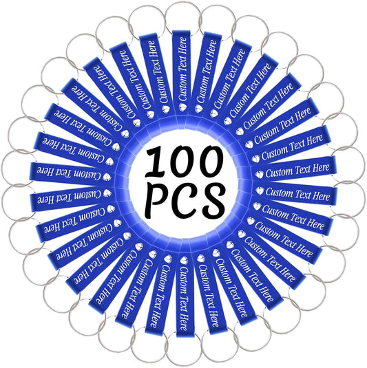 100PCS Personalized Bottle Opener Keychain Bulk Custom Beer Bottle Opener with Logo Text Engraved Wedding Bottle Opener Favors Customized Gifts for Guests Baby Shower Birthday Party-Blue