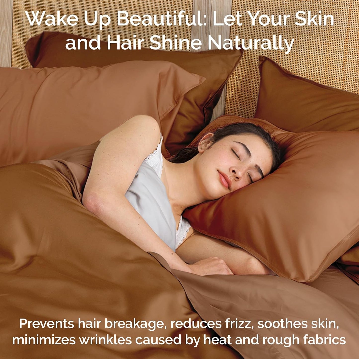 100% Viscose from Bamboo Sheets Queen Size, Super Soft Bedding Set, 4PC Cooling Sheets for Hot Sleepers, Vegan Silk Moisture Wicking, Organically Grown Bedsheet, Almond - 60" x 80"