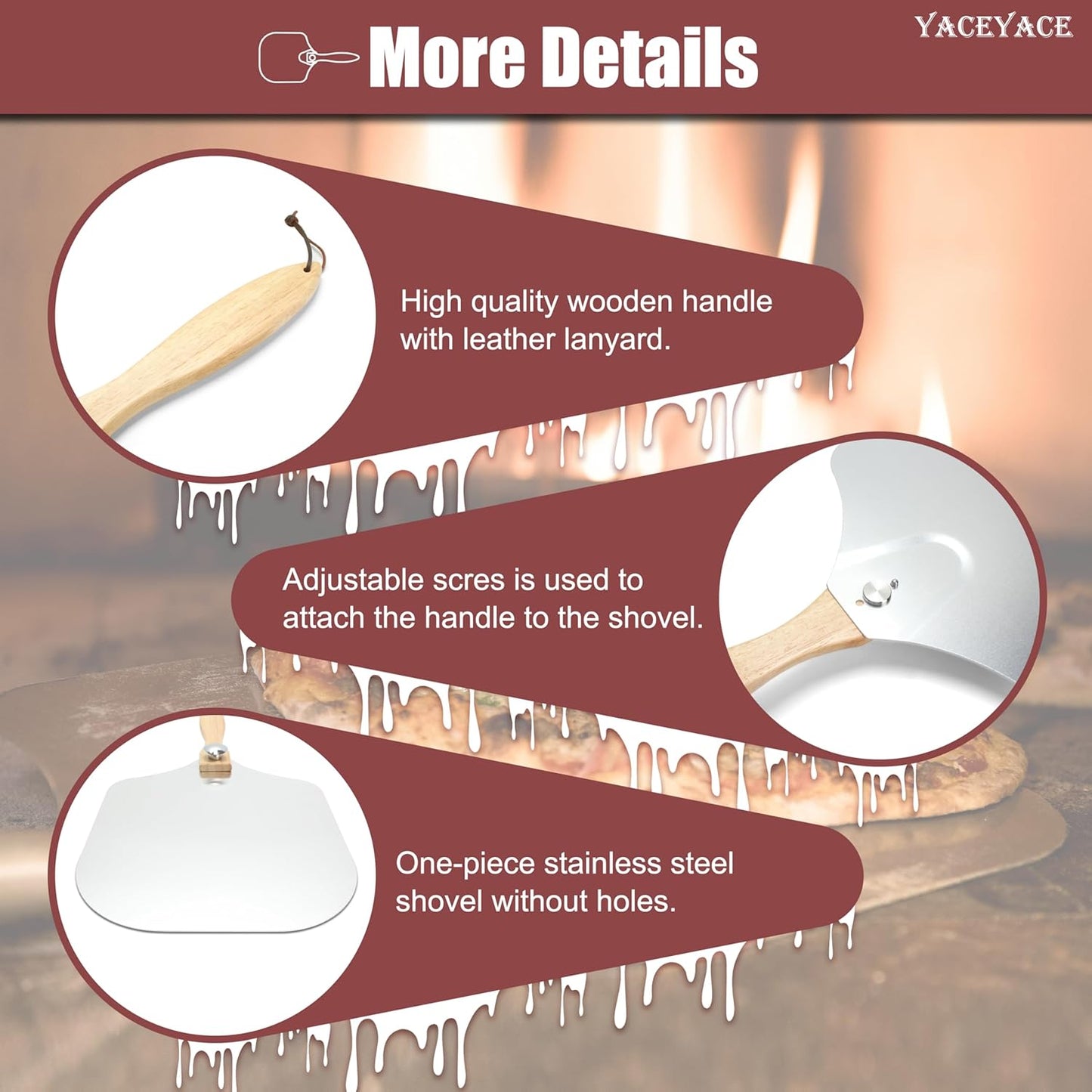 Metal Pizza Paddle, 12-inch Metal Pizza Turning Peel, Aluminum Pizza Spatula Paddle with Foldable Wooden Handle