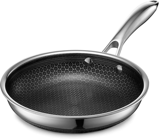 HexClad Hybrid Nonstick 8-Inch Frying Pan, Stay-Cool Handle, Dishwasher-Friendly, Oven-Safe Up to 900°F, Induction Ready, Compatible with All Cooktops