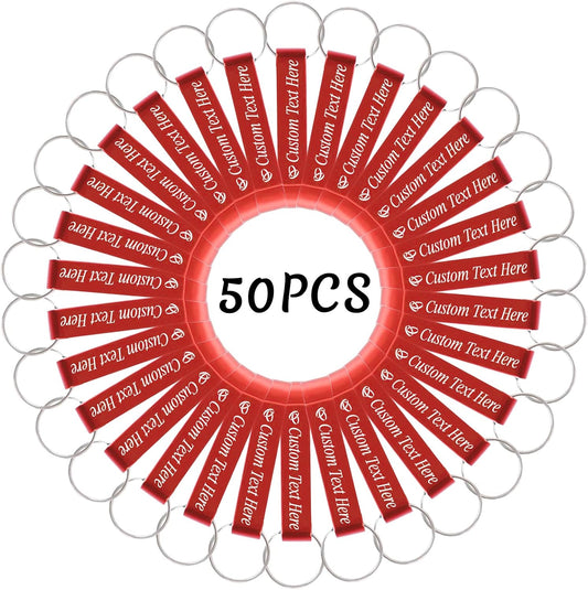 50PCS Personalized Bottle Opener Keychain Bulk Custom Beer Bottle Opener with Logo Text Engraved Wedding Bottle Opener Favors Customized Gifts for Guests Baby Shower Birthday Party-Red