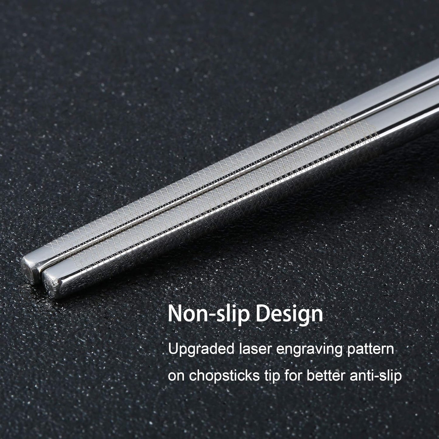 Titanium Plated Chopstick Stainless Steel Chopsticks Metal Chopsticks Reusable Dishwasher safe Premium Laser Engraved Chop Sticks for Eating 2 Pairs Gift Set Blue Silver