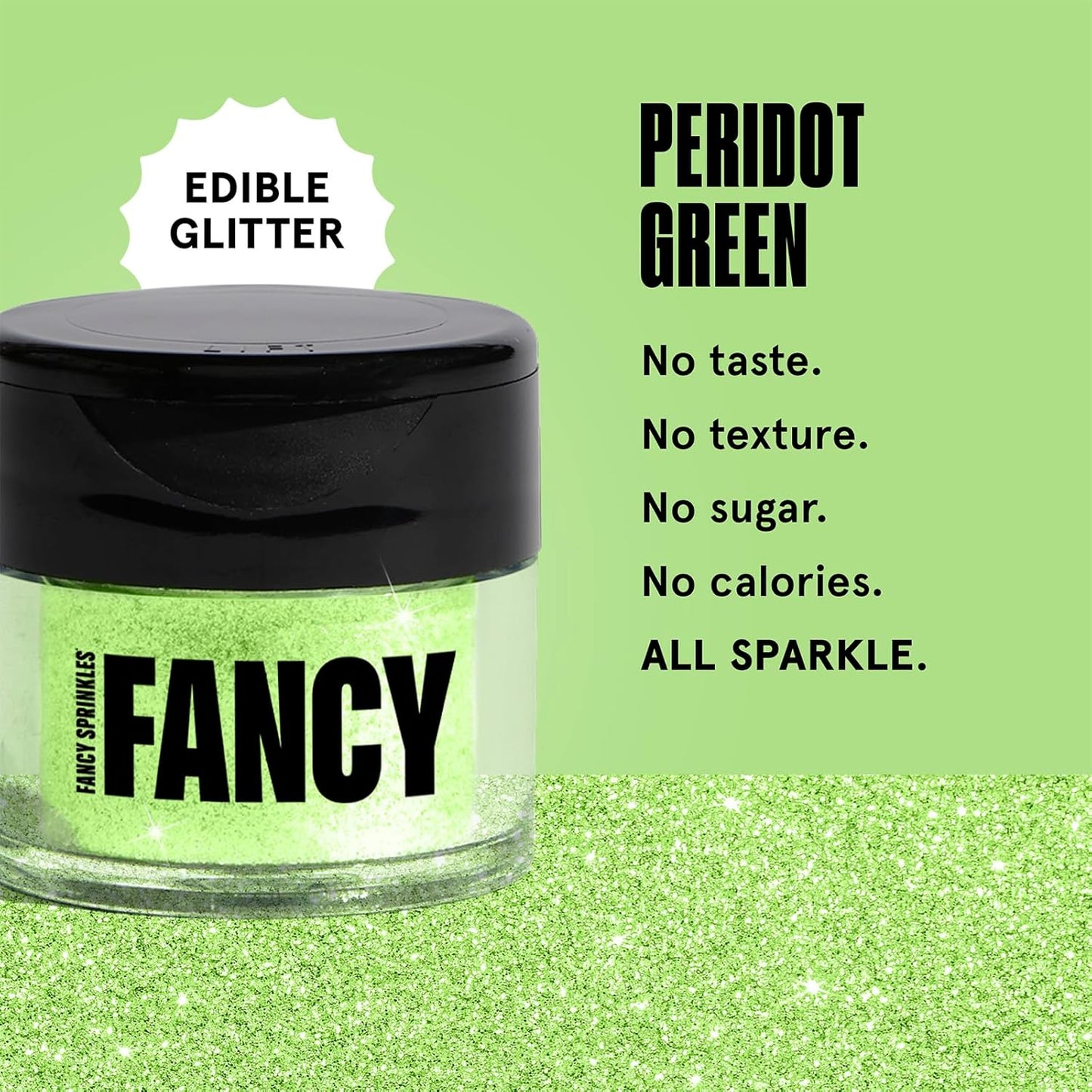 Fancy Sprinkles Limited Edition Halloween Peridot Green Premium Edible Glitter, 100% Edible Glitter for Sparkling Food & Drinks No Taste or Texture (4gm)