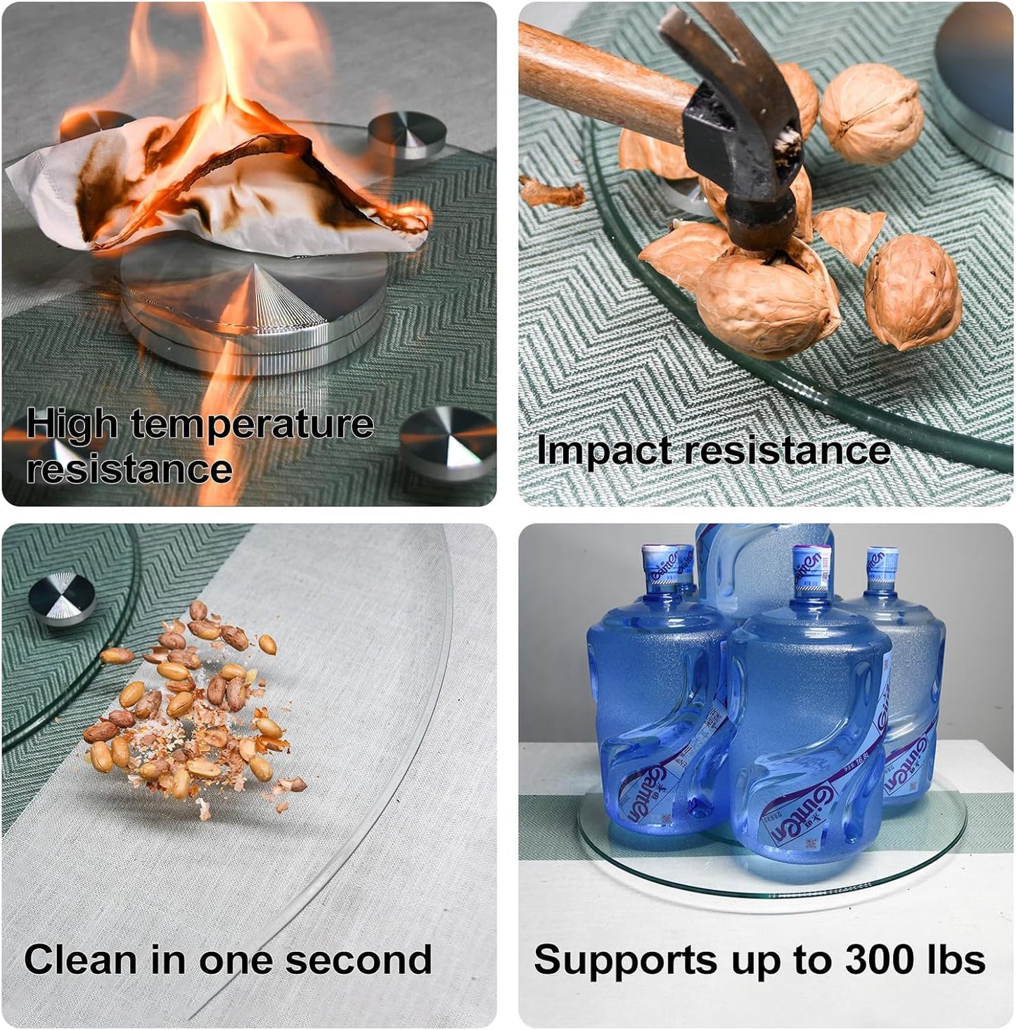 40" Heavy-Duty Lazy Susan Turntable - 1/3" Extra-Thick Tempered Glass - Silent 360° Spin for Dining Table & Kitchen