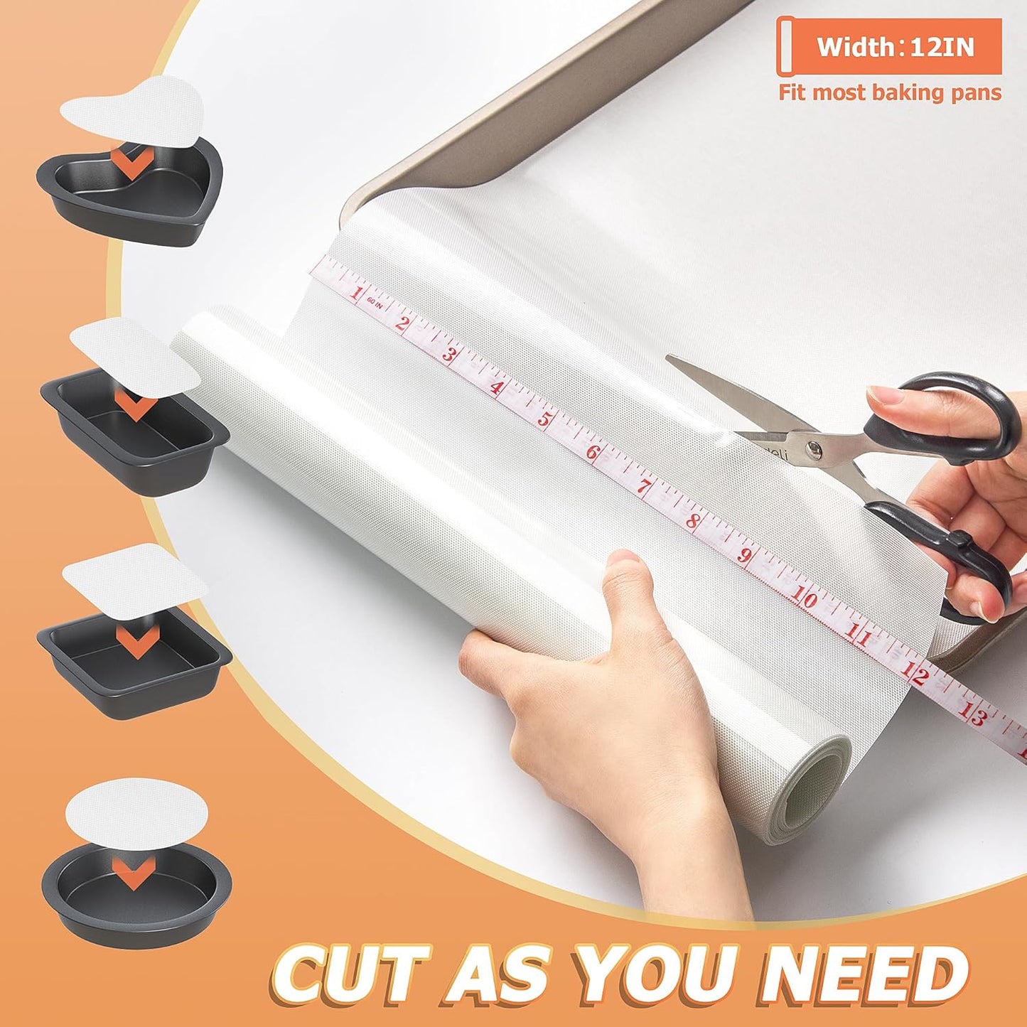 Silicone Baking Mat Roll, Non-Stick Heat Resistant Food Grade Baking Mats, Non-Slip Reusable Air Fryer Linner, Freeze Dryer Mat, Counter Mat, Oven Liner, Refrigerator Liners - 12IN x 8FT