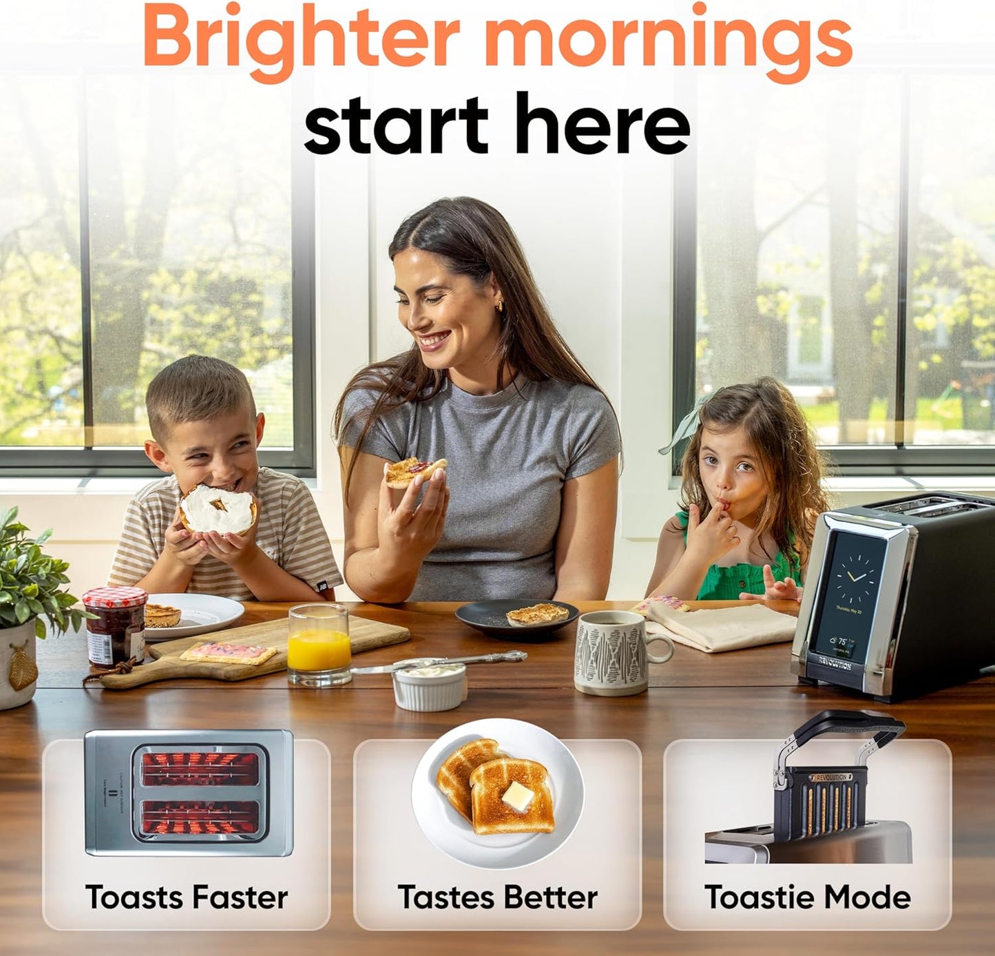 Revolution R180 Connect Smart Toaster, 2-Slice High-Speed Touchscreen Toaster with Patented InstaGLO Technology, Wi-Fi Connectivity, Weather Widget, and Over-the-Air Updates, Stainless Steel