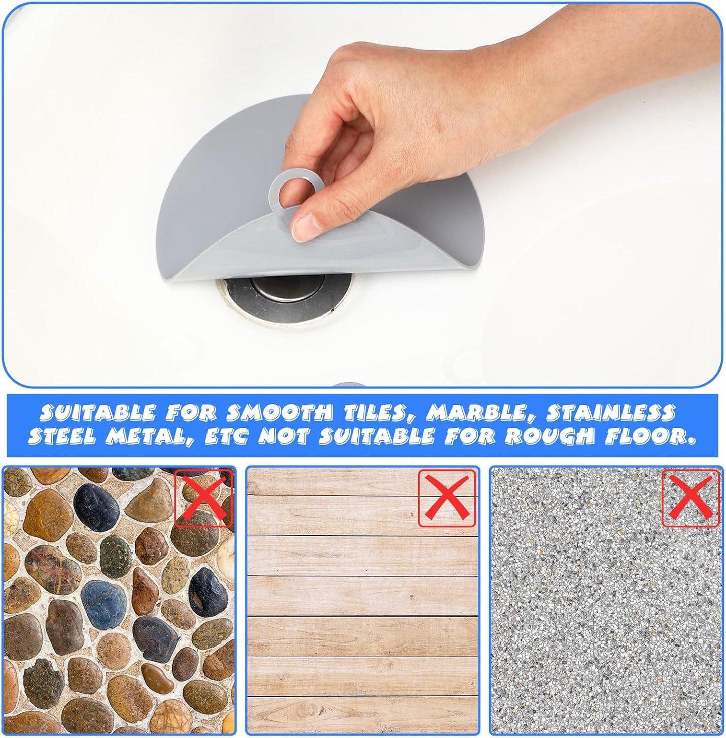 Yinkin 6 Pcs Drain Covers to Keep Bugs Out Silicone Shower Floor Tub Stoppers Bathtub Drain Stoppers Sewer Anti-Odor Mats Deodorizing Plugs for Bathroom(6 x 6 Inch,Round,Grey and White)