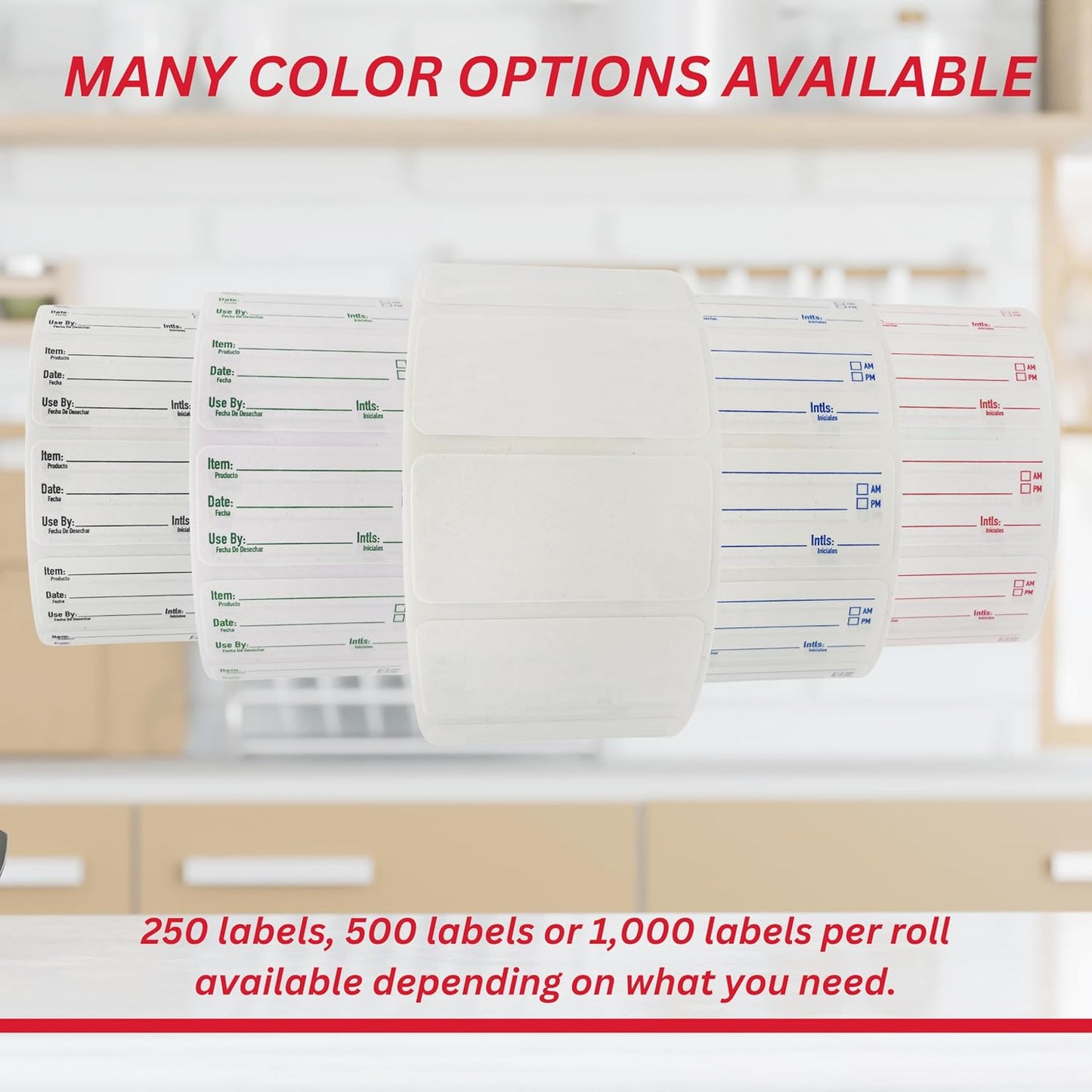 2x1 Dissolvable Food Labels, 1000 Label Stickers, Bottle Labels for Storage Bins, Sticker Labels for Food containers (1000, Green)