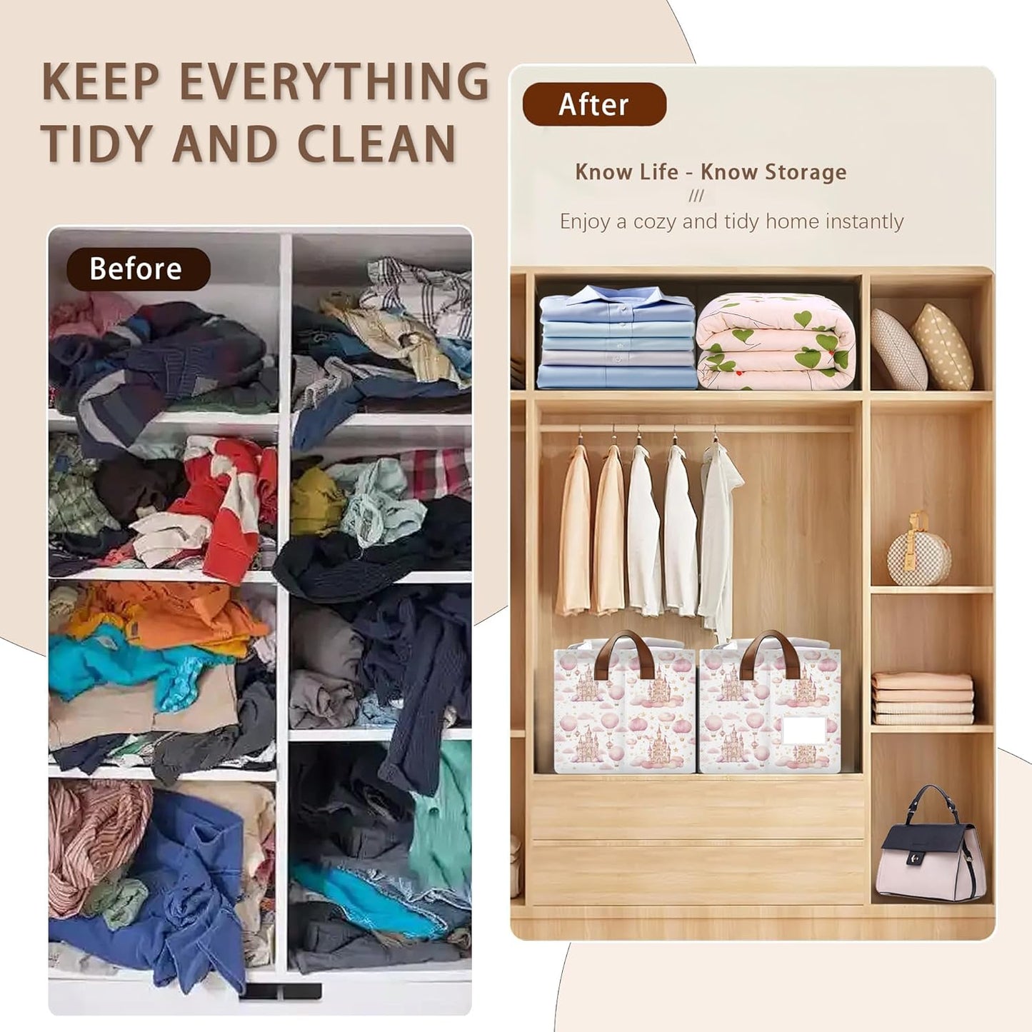 Desert Bloom Storage Basket Large 17x11.5x10.5 Inche-Collapsible Fabric Organizer Bin with Handles for Southwest Decor, Nursery, Boho Style-Decorative Hamper with Succulent & Flower Design-Single Pack