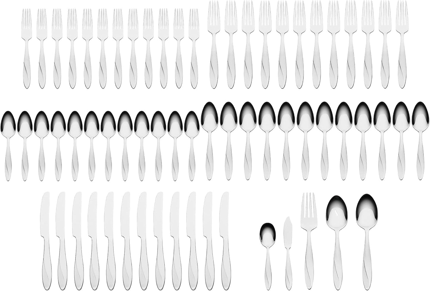 Oneida H021065AL20 Simmer 65 Piece Flatware Set