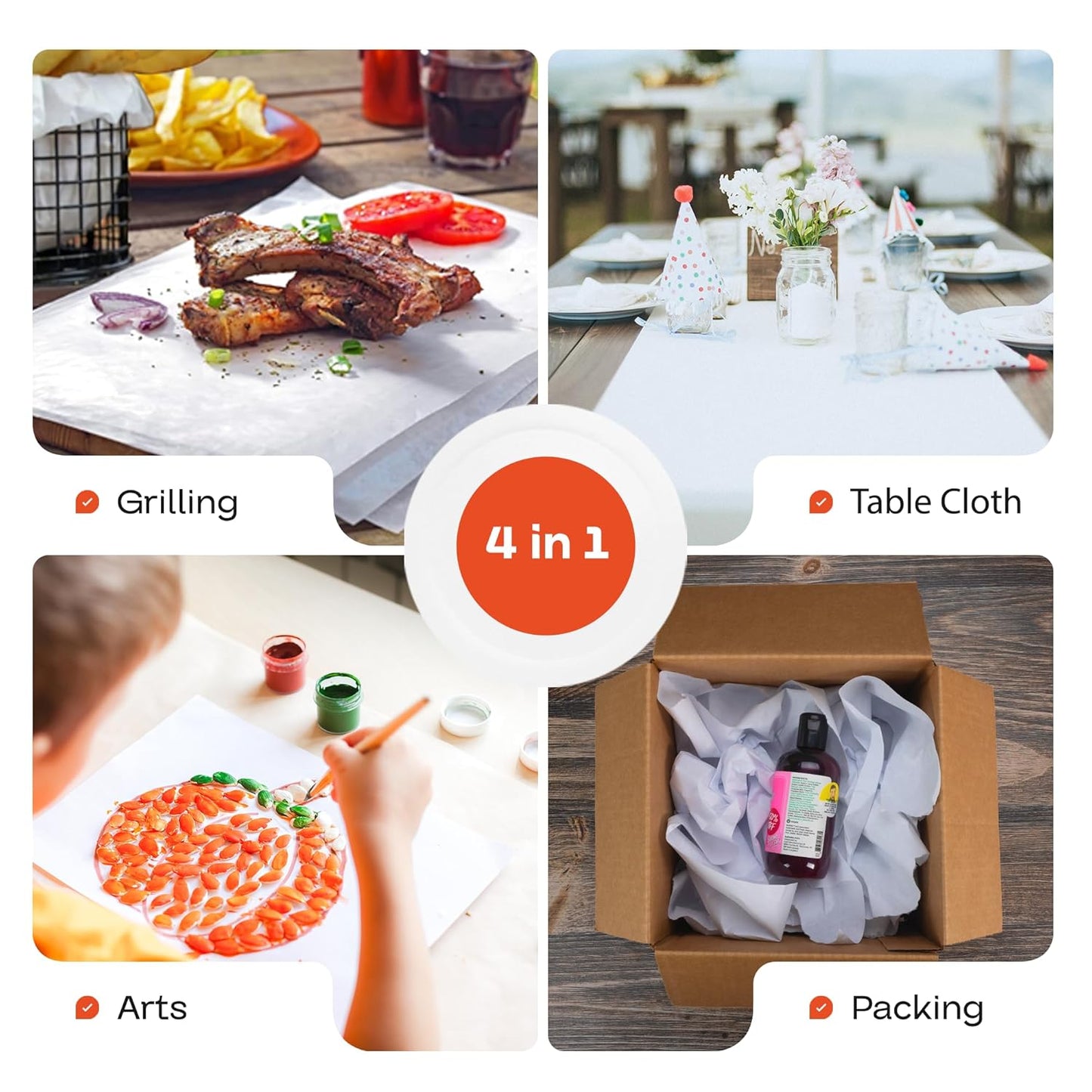 White Butcher Paper 36" x 2160" (180 feet) - USA-Made Natural Butcher Paper Roll for Meat and Fish - Uncoated, Unwaxed & Food-Grade Material for Smoker, Grilling & BBQ by IDL Packaging